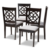 Baxton Studio Renaud Modern and Contemporary Grey Fabric Upholstered Espresso Brown Finished Wood Dining Chair (Set of 4)